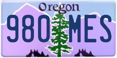 OR license plate 980MES