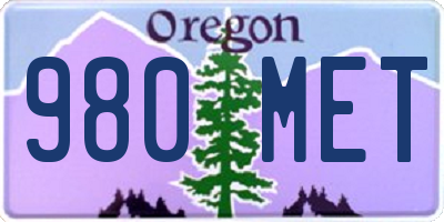 OR license plate 980MET