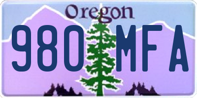 OR license plate 980MFA