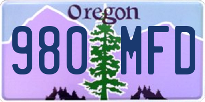 OR license plate 980MFD