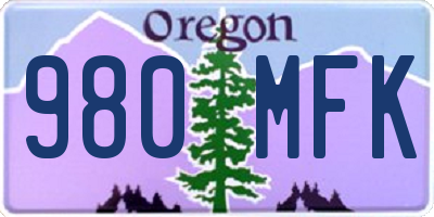 OR license plate 980MFK