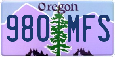 OR license plate 980MFS