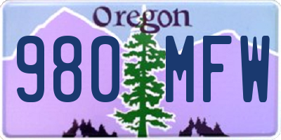 OR license plate 980MFW