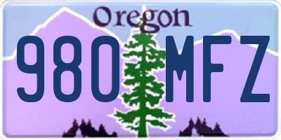 OR license plate 980MFZ