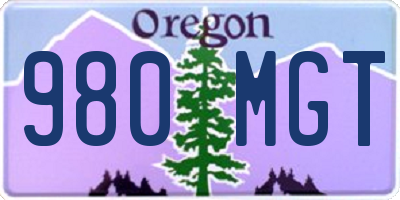 OR license plate 980MGT