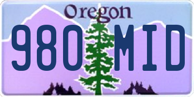 OR license plate 980MID