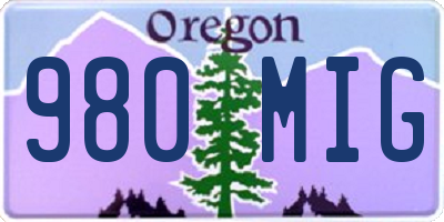 OR license plate 980MIG