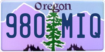 OR license plate 980MIQ