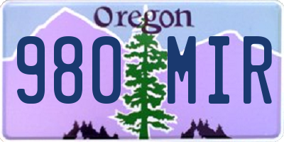 OR license plate 980MIR