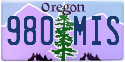 OR license plate 980MIS