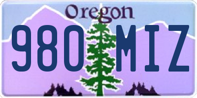 OR license plate 980MIZ