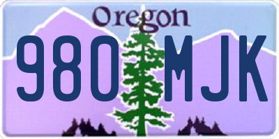 OR license plate 980MJK