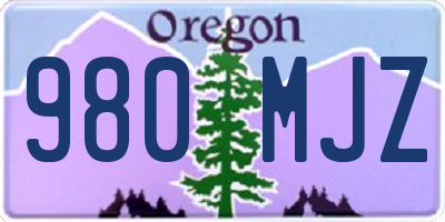 OR license plate 980MJZ