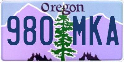 OR license plate 980MKA