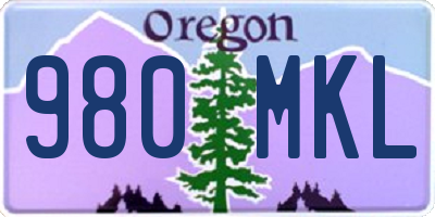 OR license plate 980MKL