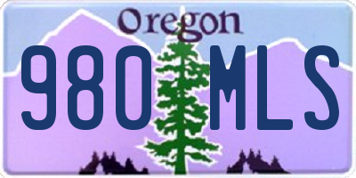 OR license plate 980MLS