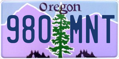 OR license plate 980MNT