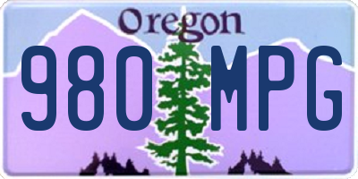 OR license plate 980MPG