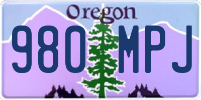 OR license plate 980MPJ