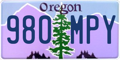 OR license plate 980MPY