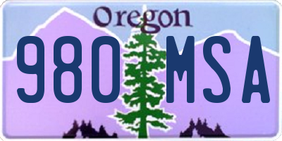 OR license plate 980MSA