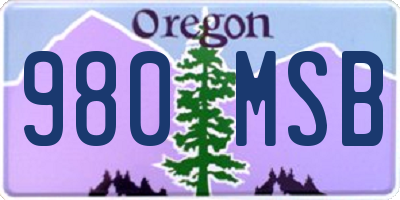 OR license plate 980MSB