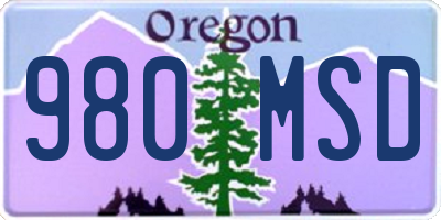 OR license plate 980MSD