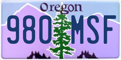 OR license plate 980MSF