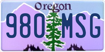 OR license plate 980MSG