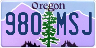 OR license plate 980MSJ