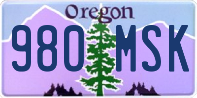 OR license plate 980MSK