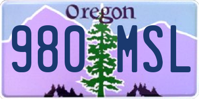 OR license plate 980MSL