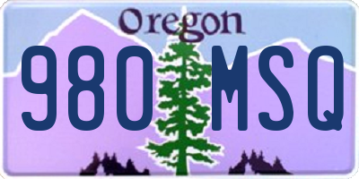 OR license plate 980MSQ
