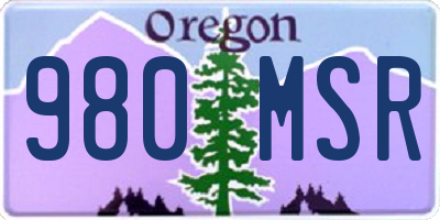 OR license plate 980MSR