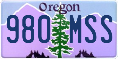 OR license plate 980MSS