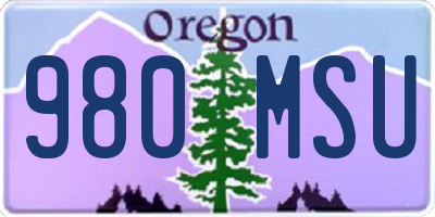 OR license plate 980MSU