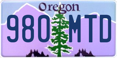 OR license plate 980MTD