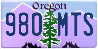 OR license plate 980MTS