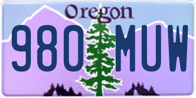 OR license plate 980MUW