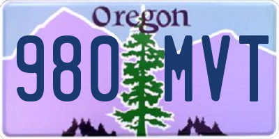 OR license plate 980MVT