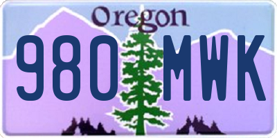 OR license plate 980MWK