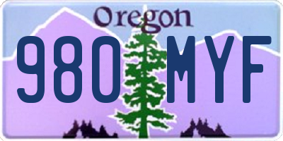 OR license plate 980MYF
