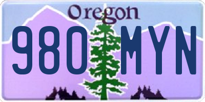 OR license plate 980MYN