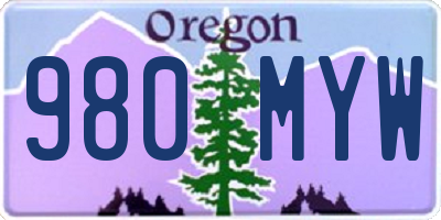 OR license plate 980MYW