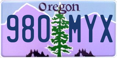 OR license plate 980MYX
