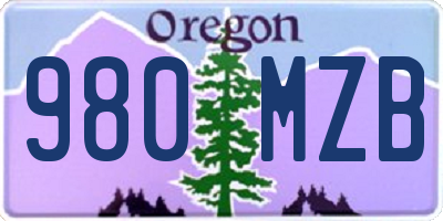 OR license plate 980MZB