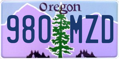 OR license plate 980MZD