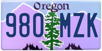 OR license plate 980MZK
