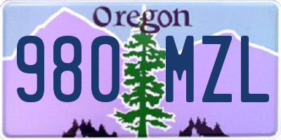 OR license plate 980MZL
