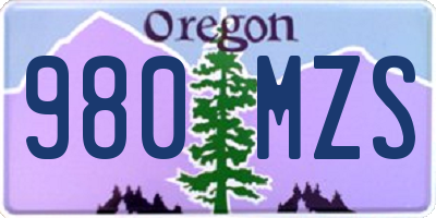 OR license plate 980MZS